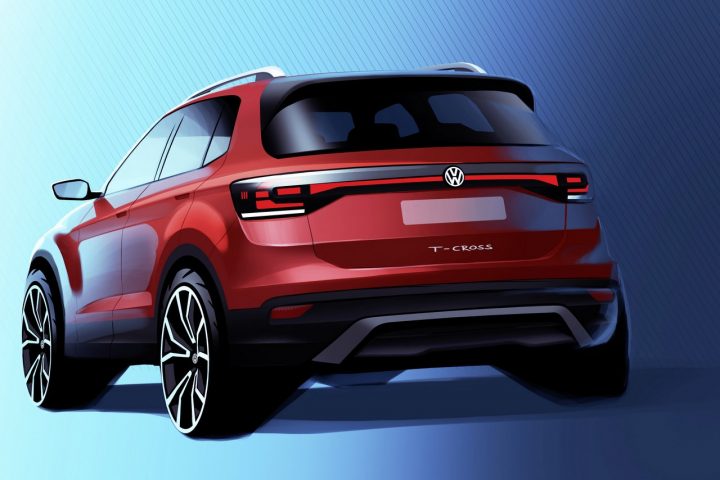 VW T-Cross - Heckansicht der Modellskizze