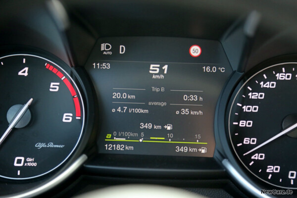 Sparrunde Verbrauch Alfa Romeo Giulia Diesel 210 PS