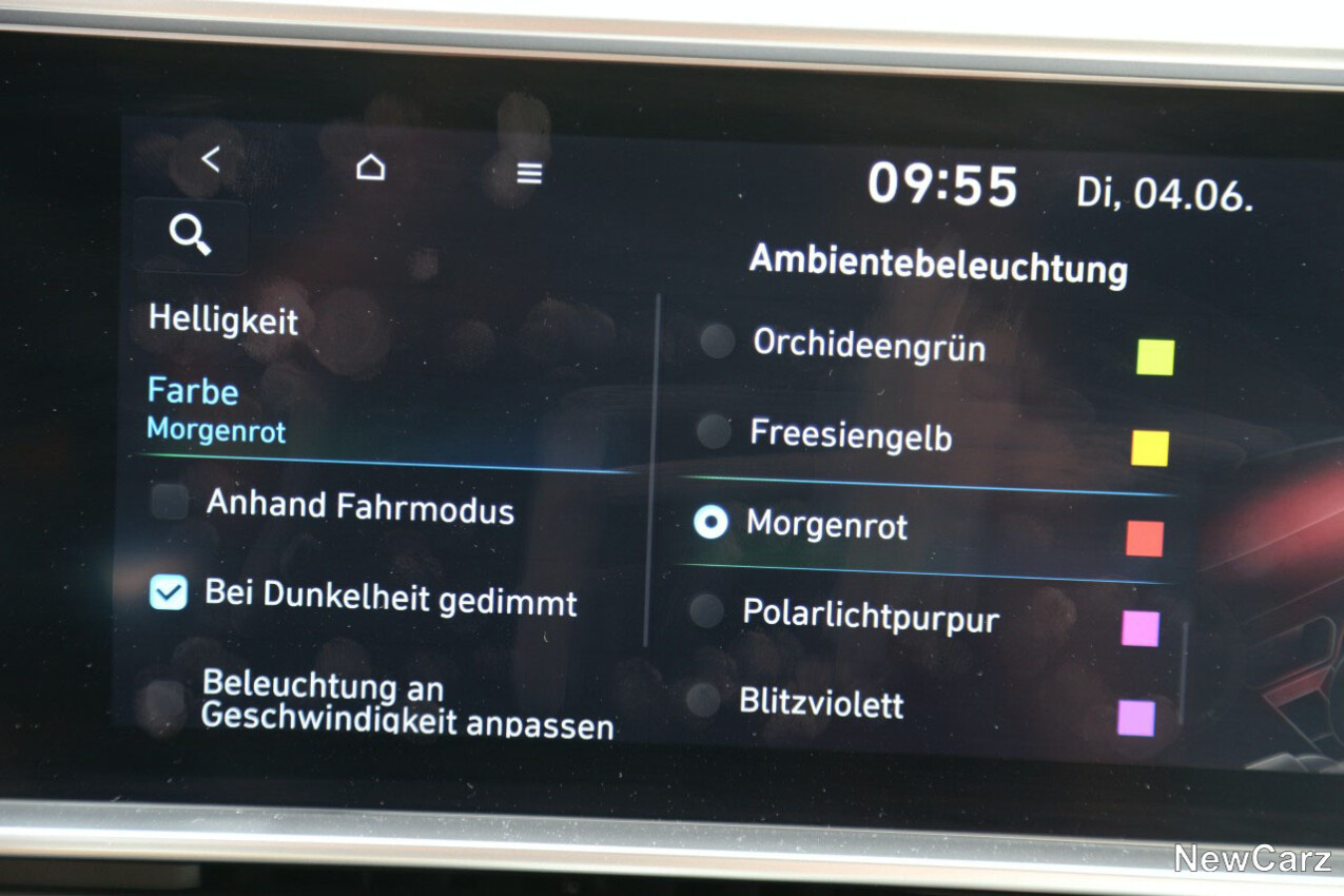 Farbauswahl Ambientelicht Hyundai IONIQ 6