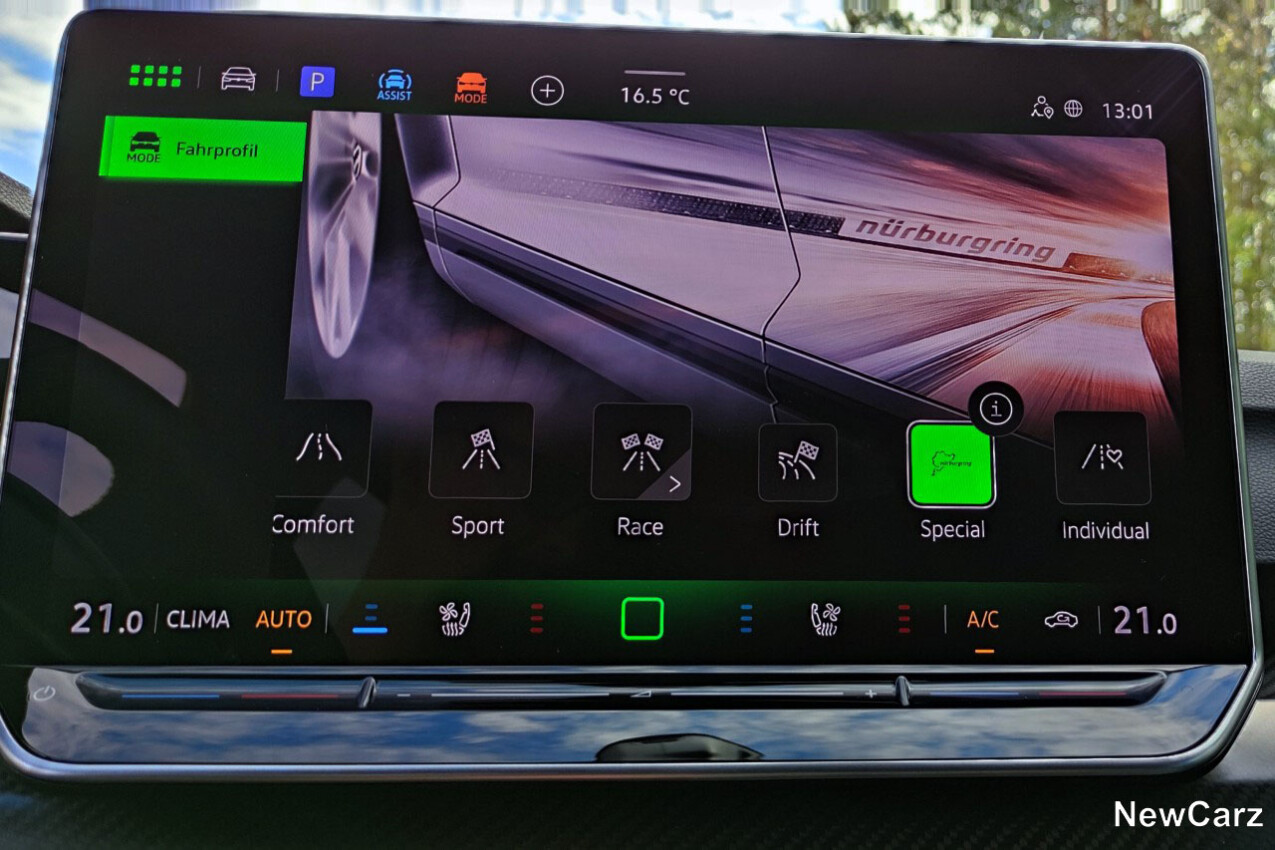Fahrmodus "Special" auf dem VW Golf R und GTI Clubsport Event