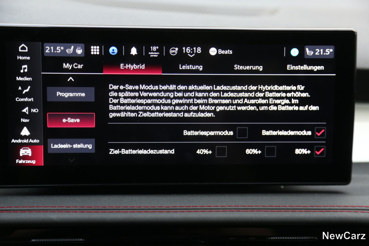 Alfa Romeo Tonale Q4 PHEV Hybrid-Einstellungen