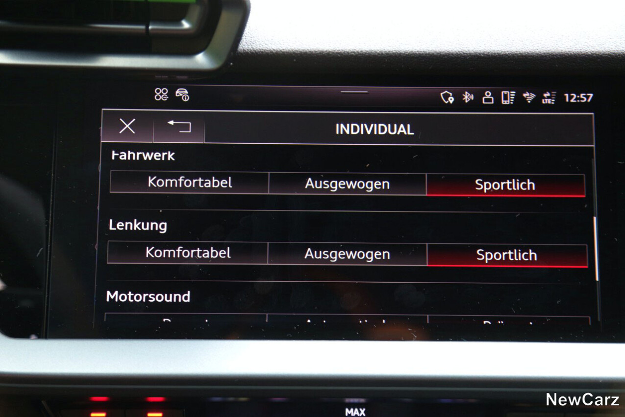 Audi RS3 Sportback Fahrmodus Konfiguration