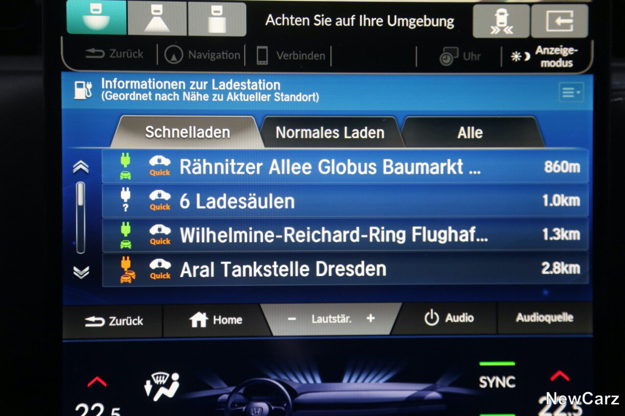 Honda e:NY1 Suche nach Ladestation