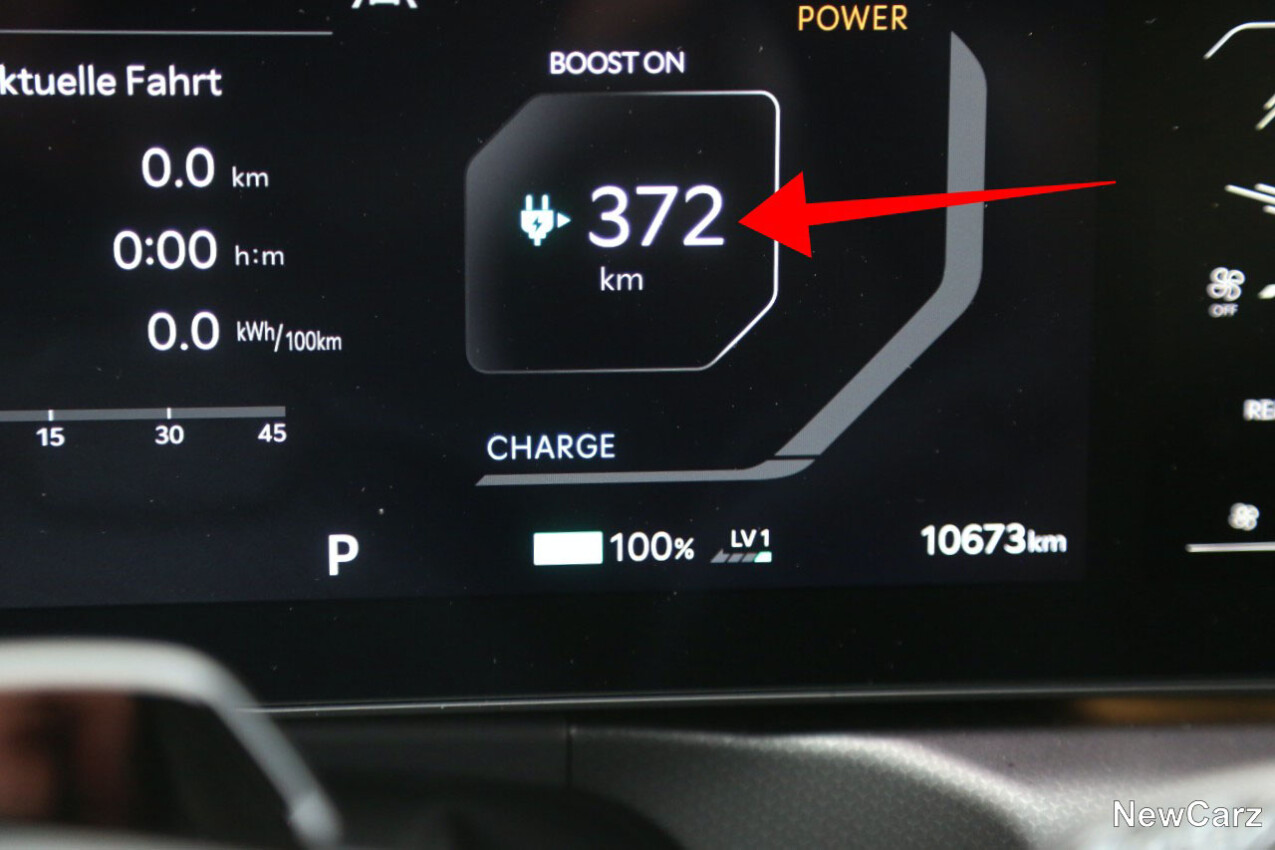 Kia EV9 AWD Reichweitenanzeige