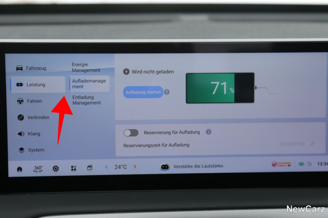Maxus eTerron 9 Batteriemenü