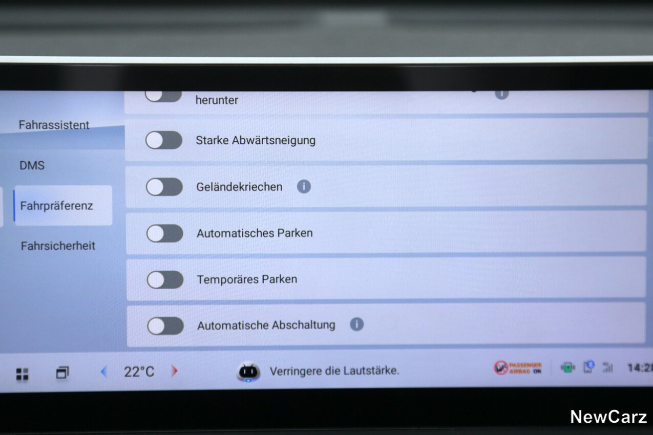 Maxus eTerron 9 Untermenü