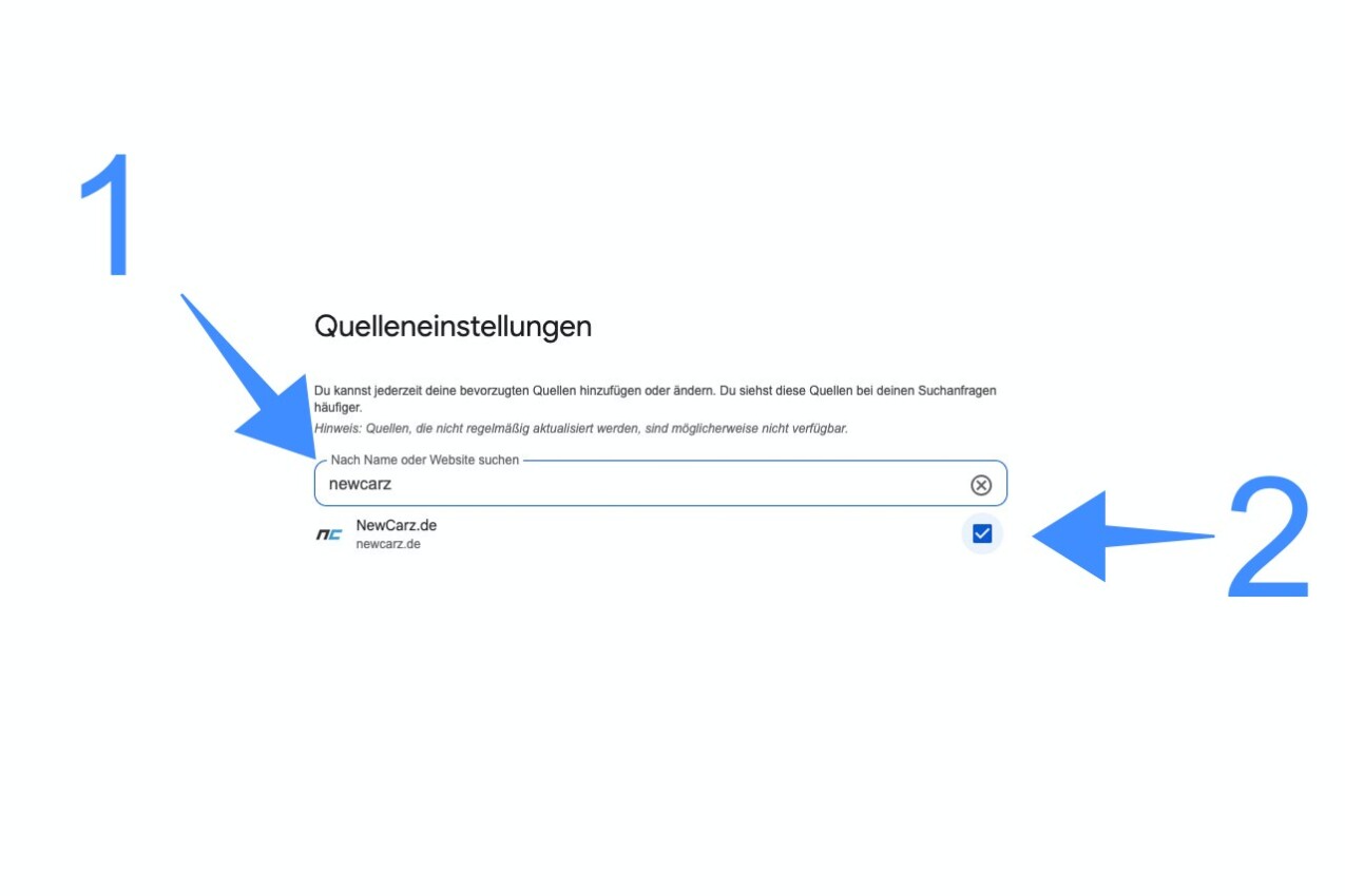 bevorzugte Quellen Anleitung