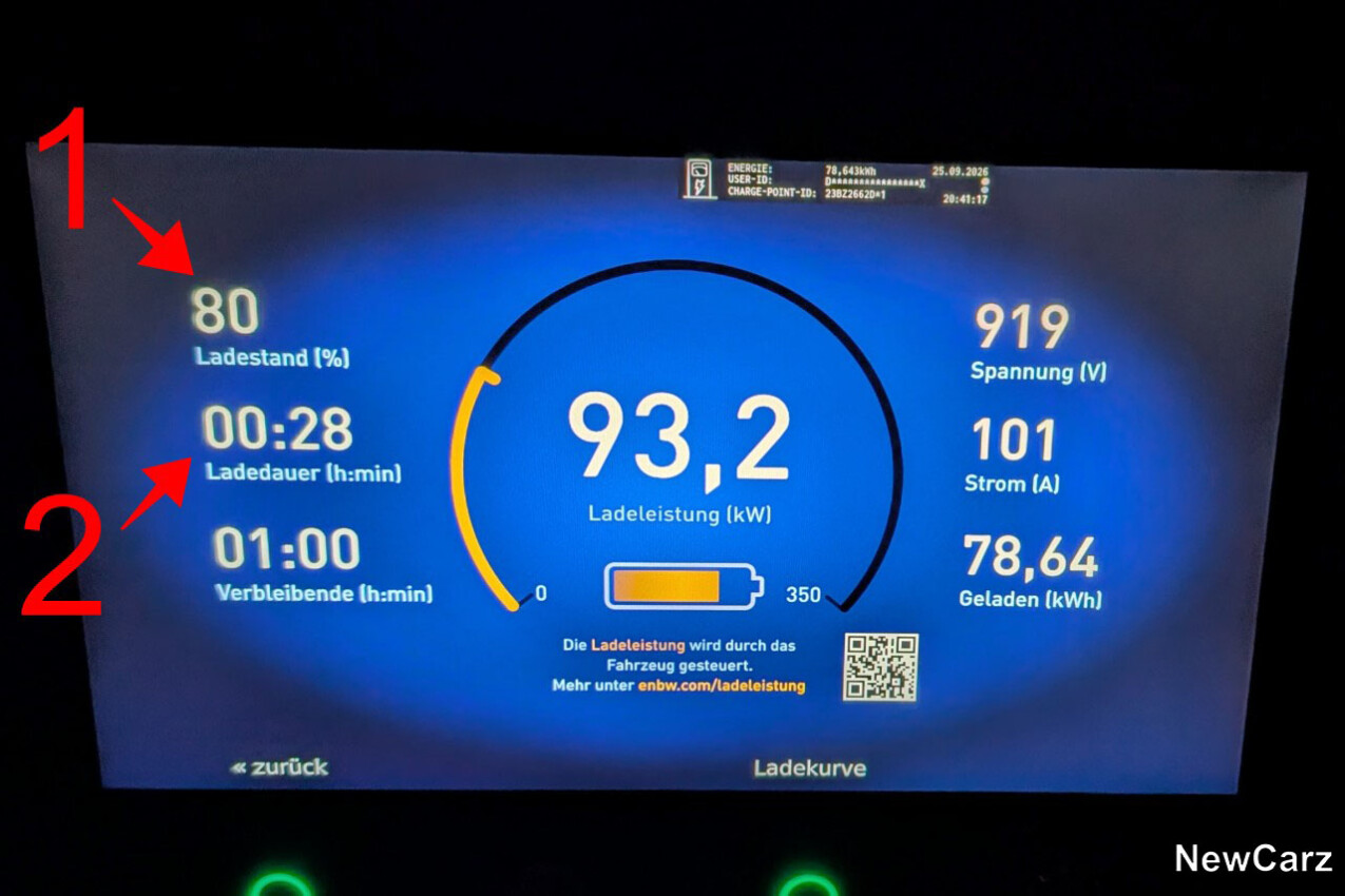 Lucid Air Sapphire Ladestrom bei 80 %