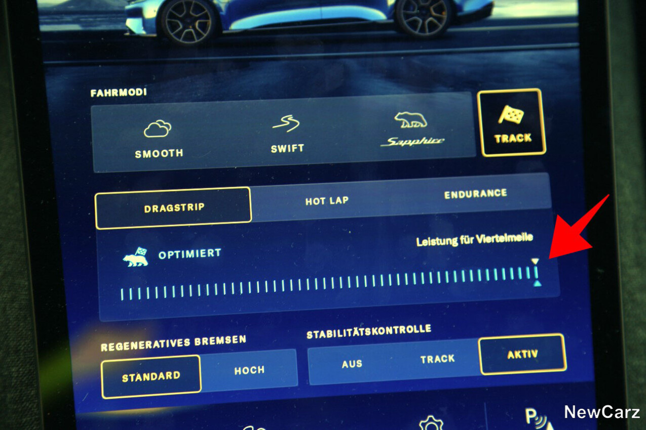 Lucid Air Sapphire Track Untermenü